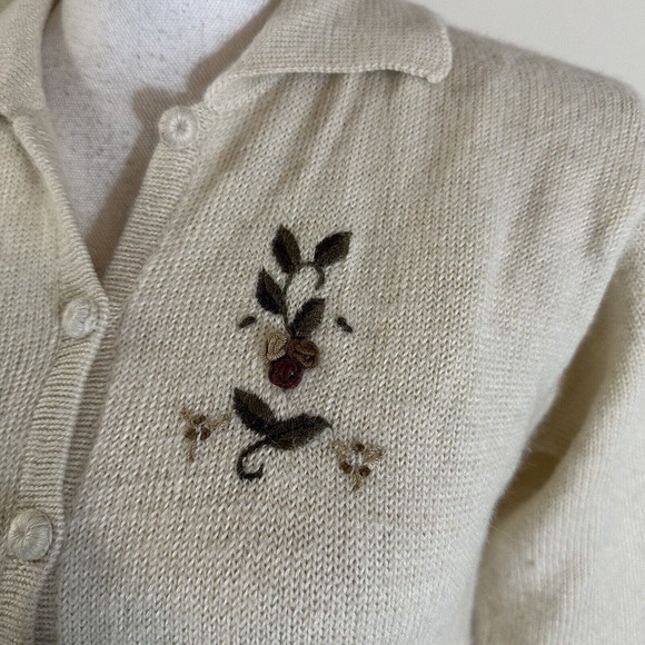 La Alpaca Womens Baby Peruvian Alpaca Cardigan Sweater Embroidery *Flaw Small - Picture 4 of 7